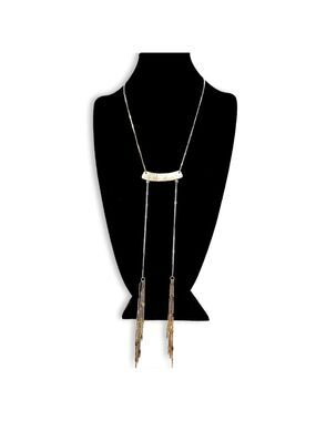 WHBM Gold Statement Double Tassel Lariat Necklace | NWT